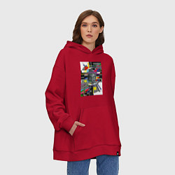Толстовка-худи оверсайз Будда телепомехи, цвет: красный — фото 2