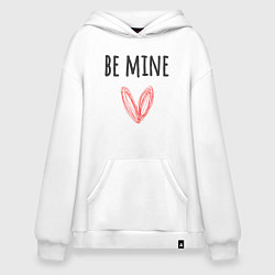 Толстовка-худи оверсайз Be mine - doodle heart, цвет: белый