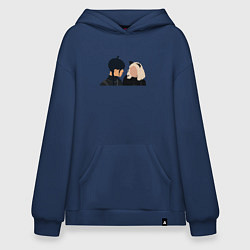 Толстовка-худи оверсайз Уэнздей и подруга кошки, цвет: тёмно-синий