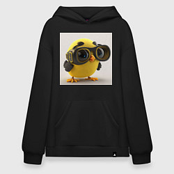 Толстовка-худи оверсайз Солнечный цыпленок, цвет: черный