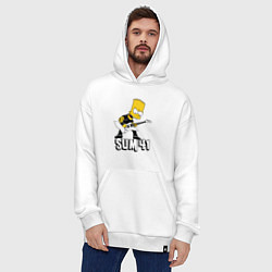Толстовка-худи оверсайз Sum41 Барт Симпсон рокер, цвет: белый — фото 2