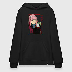 Толстовка-худи оверсайз Zero Two anime girl, цвет: черный