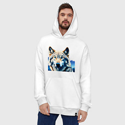 Толстовка-худи оверсайз Ночной белый волк, цвет: белый — фото 2