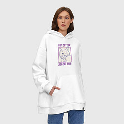 Толстовка-худи оверсайз 80 percent cotton 20 percent cat hair, цвет: белый — фото 2