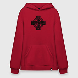 Толстовка-худи оверсайз Кельтский крест, цвет: красный