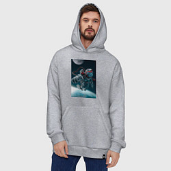 Толстовка-худи оверсайз Космонавт над землей, цвет: меланж — фото 2