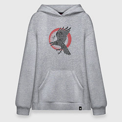 Толстовка-худи оверсайз Ворон мифология славян, цвет: меланж