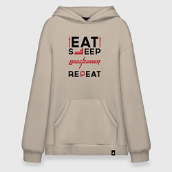 Худи оверсайз Надпись: eat sleep Ghostrunner repeat