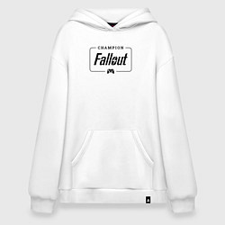 Толстовка-худи оверсайз Fallout gaming champion: рамка с лого и джойстиком, цвет: белый