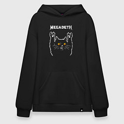 Толстовка-худи оверсайз Megadeth rock cat, цвет: черный