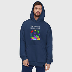Толстовка-худи оверсайз Tetris - the game is never over, цвет: тёмно-синий — фото 2