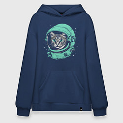 Толстовка-худи оверсайз Котик астронавт, цвет: тёмно-синий