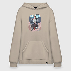 Толстовка-худи оверсайз Великая небесная стена - город, цвет: миндальный