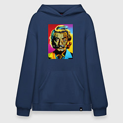 Толстовка-худи оверсайз Леопард Сальвадор Дали - фантазия, цвет: тёмно-синий