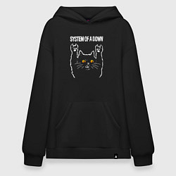 Толстовка-худи оверсайз System of a Down rock cat, цвет: черный