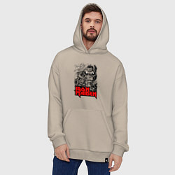 Толстовка-худи оверсайз Iron Maiden eyes, цвет: миндальный — фото 2