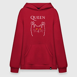 Толстовка-худи оверсайз Queen rock cat, цвет: красный
