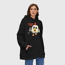 Толстовка-худи оверсайз Chicken Gun злой, цвет: черный — фото 2