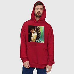 Толстовка-худи оверсайз Jim Morrison One eye Digital Art, цвет: красный — фото 2