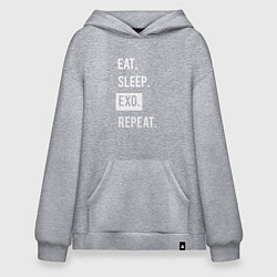 Толстовка-худи оверсайз Eat Sleep EXO Repeat, цвет: меланж