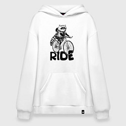 Толстовка-худи оверсайз Raccoon ride, цвет: белый