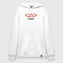 Толстовка-худи оверсайз Chery Logo, цвет: белый