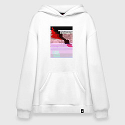 Толстовка-худи оверсайз Abstract glitch, цвет: белый