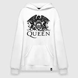 Толстовка-худи оверсайз Queen - logo, цвет: белый