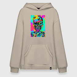 Толстовка-худи оверсайз Cool skull - pop art - vogue, цвет: миндальный