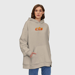 Толстовка-худи оверсайз CS 2 orange logo, цвет: миндальный — фото 2