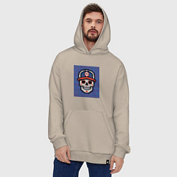 Толстовка-худи оверсайз Череп в бейсболке, цвет: миндальный — фото 2