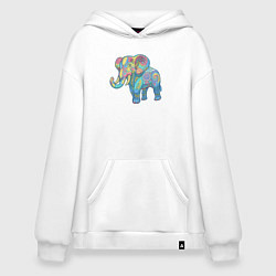 Толстовка-худи оверсайз Beautiful elephant, цвет: белый
