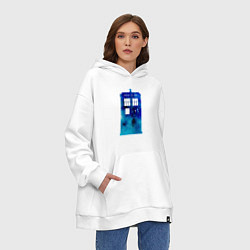 Толстовка-худи оверсайз Space tardis, цвет: белый — фото 2