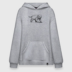 Толстовка-худи оверсайз Медоед недоволен, цвет: меланж