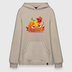 Толстовка-худи оверсайз Тыква на фотосесии, цвет: миндальный