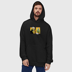 Толстовка-худи оверсайз Кот против елки, цвет: черный — фото 2