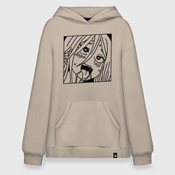 Толстовка-худи оверсайз Пошлая аниме девочка с языком слюни, цвет: миндальный