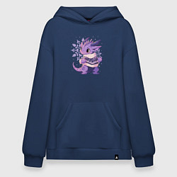 Толстовка-худи оверсайз Фиолетовый дракон в свитере, цвет: тёмно-синий