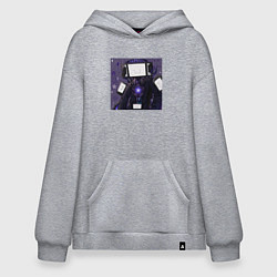 Толстовка-худи оверсайз Funny Titan TV Man, цвет: меланж