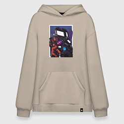 Толстовка-худи оверсайз ТВ Мен со Спикерменом и Камераменом, цвет: миндальный