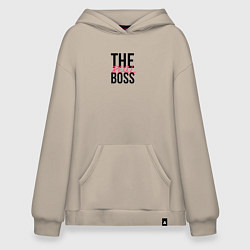 Толстовка-худи оверсайз The real boss, цвет: миндальный