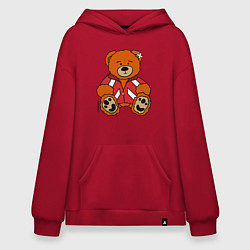 Толстовка-худи оверсайз Медведь Марат в спортивном костюме, цвет: красный