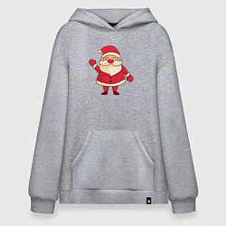 Толстовка-худи оверсайз Радостный Дед мороз, цвет: меланж