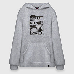 Толстовка-худи оверсайз Есть спать играть, цвет: меланж