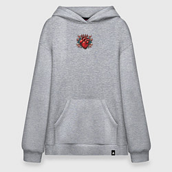 Толстовка-худи оверсайз Ретро татуировка с абстрактным сердцем, цвет: меланж