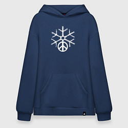 Толстовка-худи оверсайз Peace snow, цвет: тёмно-синий