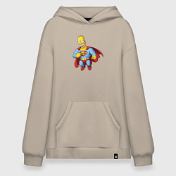 Толстовка-худи оверсайз Гомер супермен, цвет: миндальный