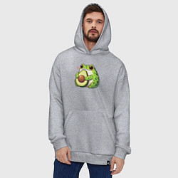 Толстовка-худи оверсайз Лягушка обнимает авокадо, цвет: меланж — фото 2