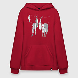 Толстовка-худи оверсайз Сушеная рыба, цвет: красный