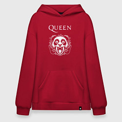 Толстовка-худи оверсайз Queen rock panda, цвет: красный